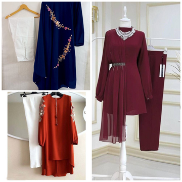 109A - Stylish Pack of 3 Women's Casual Summer Suit Set β Premium Stitched Kurti & Trousers 50% Off Summer Sale