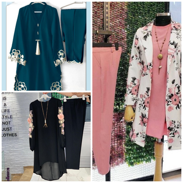 125A - Stylish Pack of 3 Women's Casual Summer Suit Set β Premium Stitched Kurti & Trousers 50% Off Summer Sale